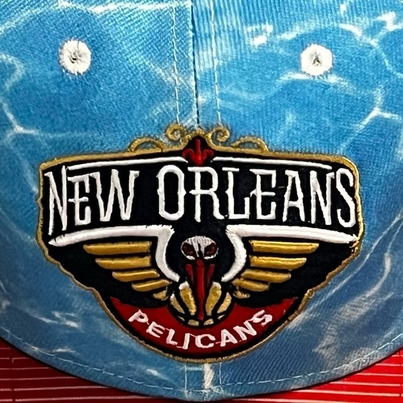 Mitchell & Ness New Orleans Pelicans Hat NBA Snap Back Embroidered Blue Water - Picture 2 of 11